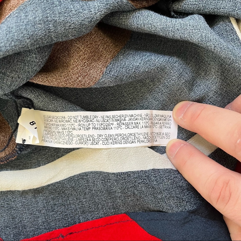 Zara Basic Colorblock Chevron Print Blouse Women’… - image 5